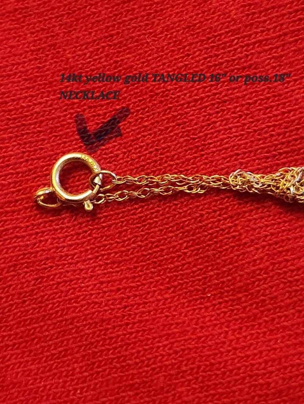 14 Kt Solid YELLOW GOLD NECKLACE That's TANGLED 16" (but poss.18", uncertain!) - Picture 9 of 10